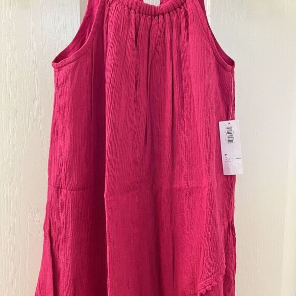 Old Navy Pink Magenta Tulip Front Hem Swing Halter Dress Girls Size 3T NWT - Picture 3 of 11
